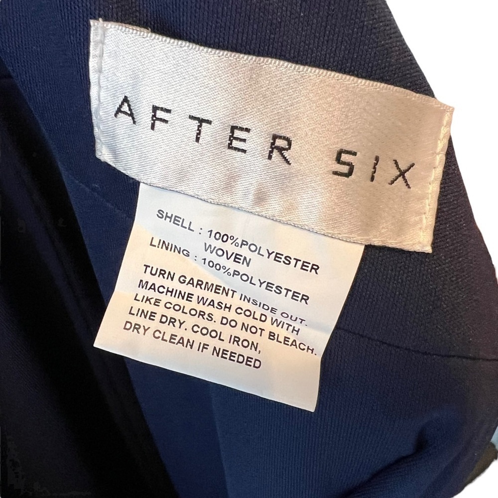 After Six Bow Neck Open Back Trumpet Gown Midnight Navy Maxi Dress, NWT, Size 14 - Picture 7 of 8